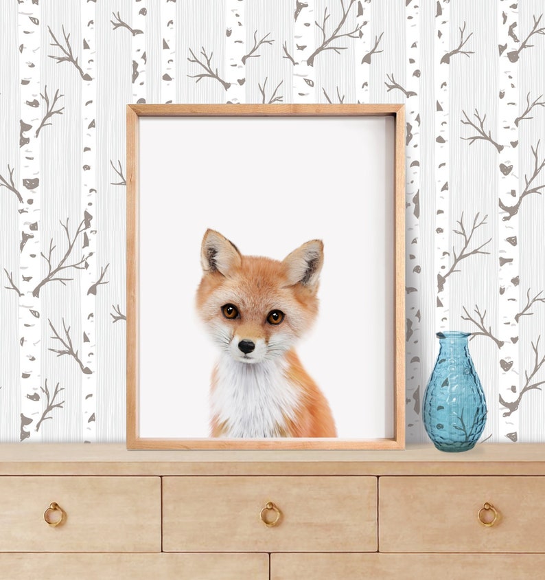 Fox Print Nursery Wall Art Baby Fox Print Nursery Wall Etsy
