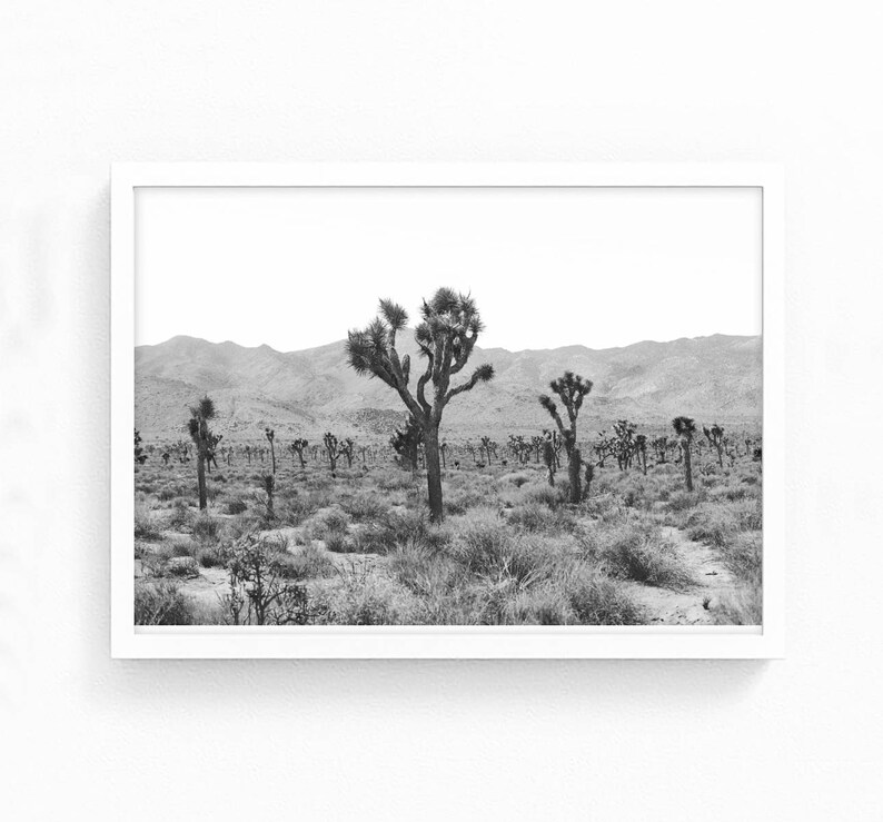 Joshua Tree Poster Black and White Art Print Desert Decor Etsy