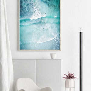 Ocean Art Print, Ocean Poster, Surf Art Print, Beach Surf Printable, Aerial Print, Ocean Wave Art, Modern Beach Print, Digital Printable image 4