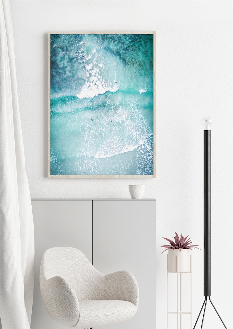 Ocean Art Print, Ocean Poster, Surf Art Print, Beach Surf Printable, Aerial Print, Ocean Wave Art, Modern Beach Print, Digital Printable image 4