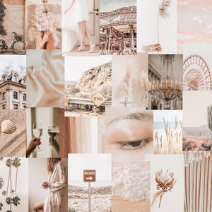 Beige Cream Aesthetic Wall Collage Kit- Digital Download, 115 pcs