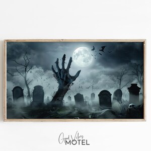 Arte de TV con marco de Halloween Arte de TV con marco de Samsung de cementerio Arte de TV espeluznante