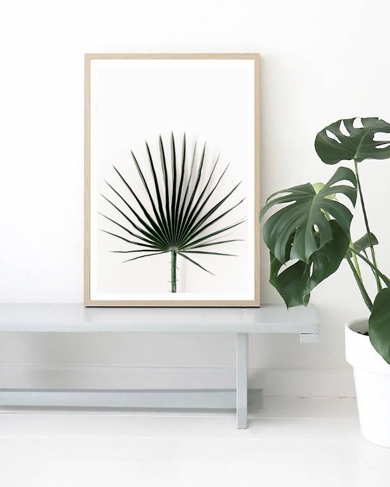 Palm Leaf Wall Art Green Leaf Print Tropical Poster Palm | Etsy