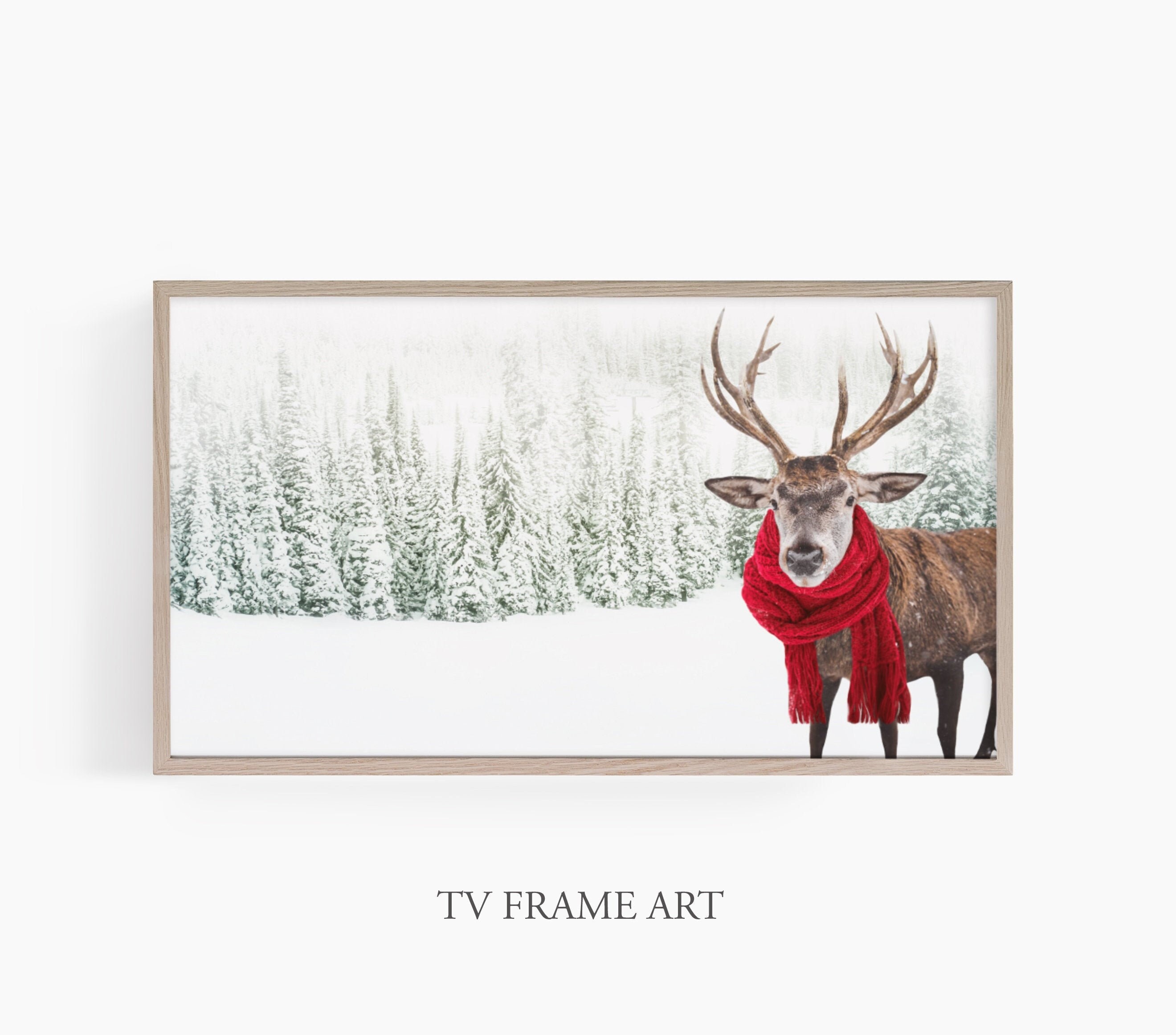 Samsung Art Christmas, Samsung Frame TV Art, Deer Art, Frame TV Art, Digital Download