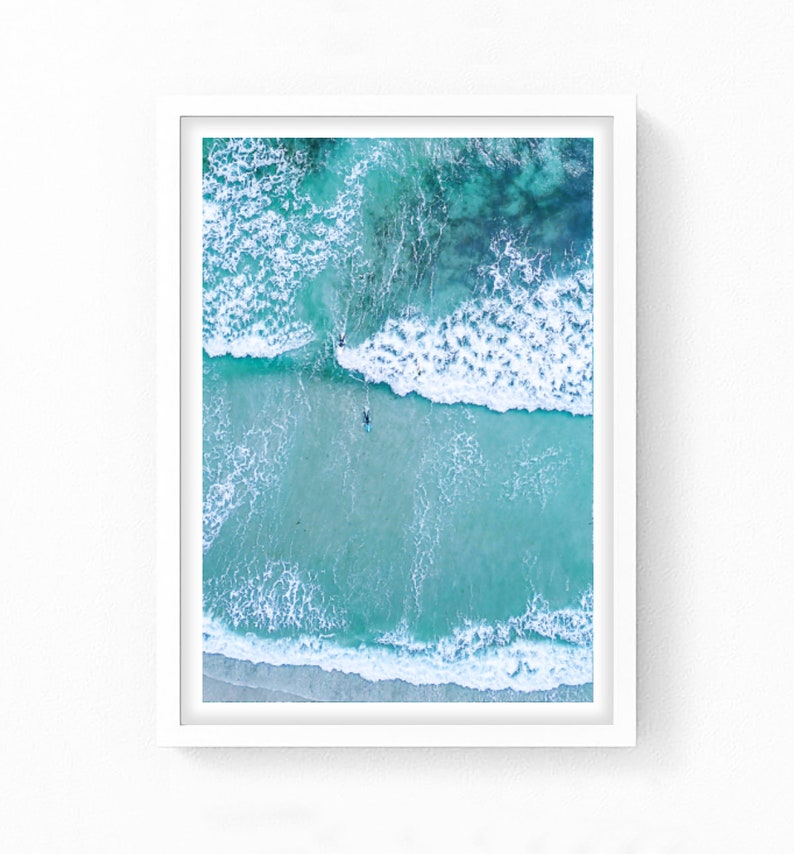Beach Surf Printable Ocean Poster Surf Art Print Aerial Etsy