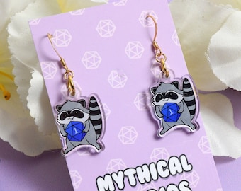 Crittercal Raccoon Earrings, Gold Plated, Adorable Racoon Earring Set