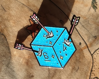 Glitter D6 Enamel Pin