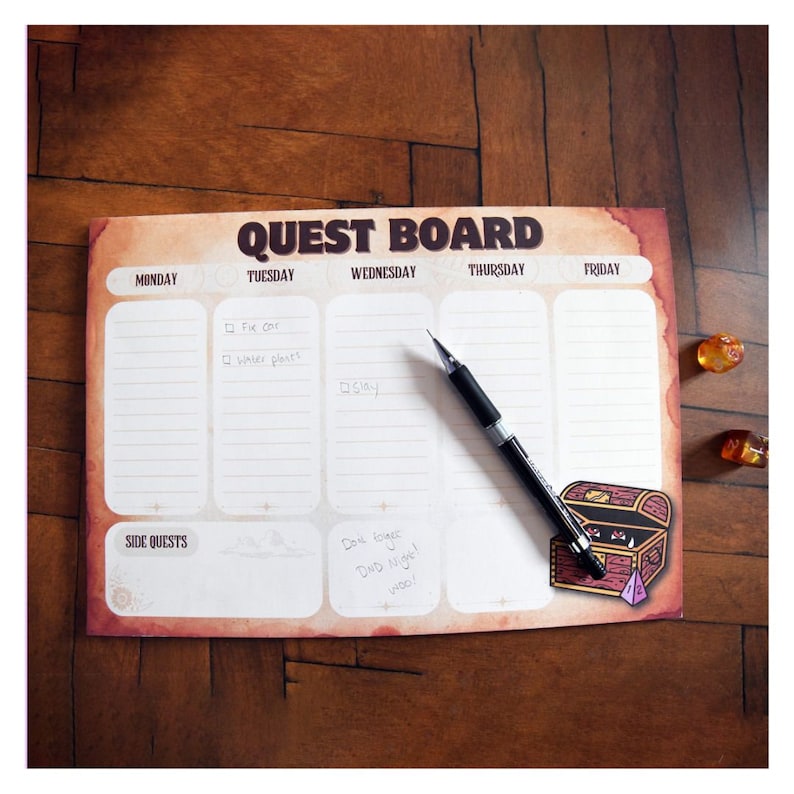 50-page Quest Board Desk Planner Pad - Etsy