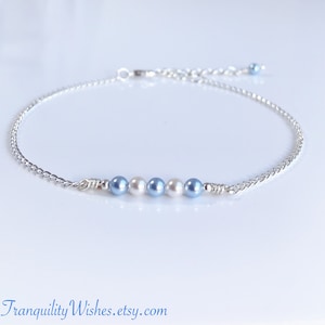 Something Blue Anklet. Something Blue Bracelet. Pearls from Swarovski. Bride To Be. Bride Gift.Wedding Gift. Incl a Blue Pouch & Gift Wrap