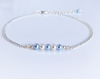 Something Blue Anklet. Something Blue Bracelet. Pearls from Swarovski. Bride To Be. Bride Gift.Wedding Gift. Incl a Blue Pouch & Gift Wrap