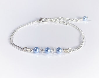 Something Blue Anklet. Bracelet. Swarovski Crystals. Swarovski Pearls. Unique. Bride To Be. Bride Gift. Wedding. Sterling Silver Plated.