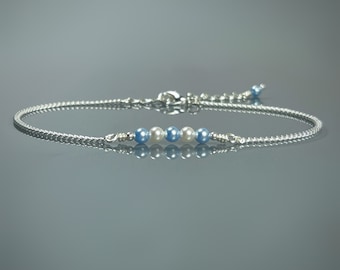 Something Blue Anklet. Something Blue Bracelet. Austrian Pearls. Unique. Bride To Be.Bride Gift.Wedding Gift. Includes A Blue Pouch & Charm