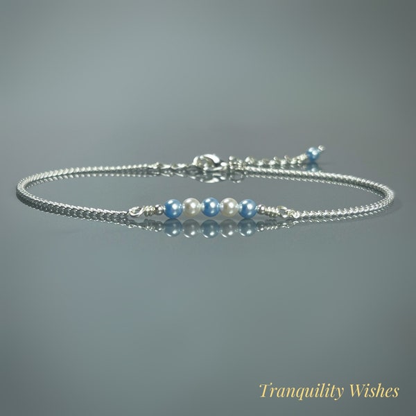 Something Blue Anklet. Something Blue Bracelet. Austrian Pearls. Unique. Bride To Be.Bride Gift.Wedding Gift. Includes A Blue Pouch & Charm