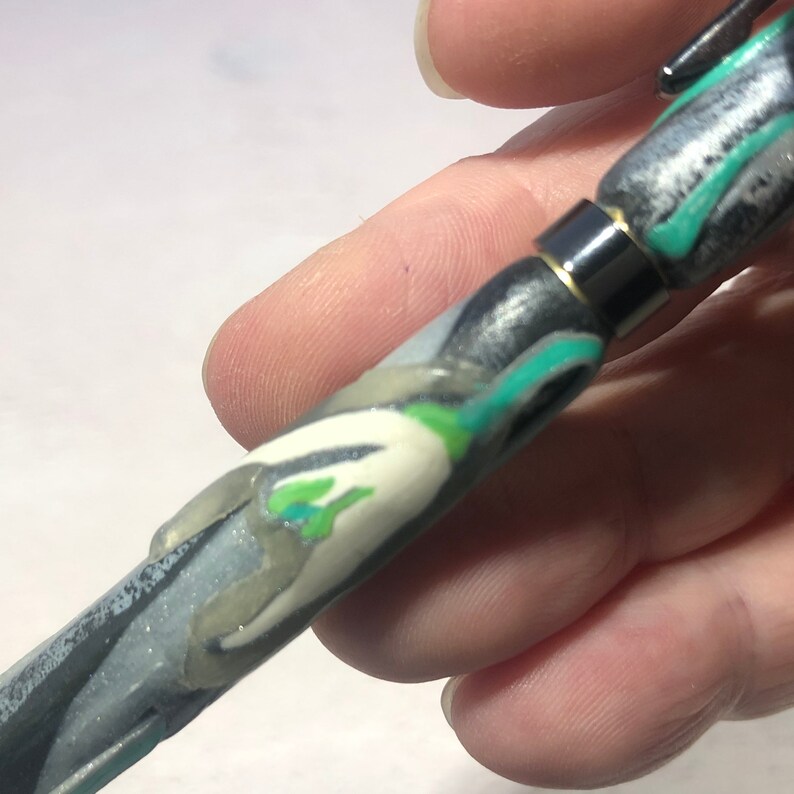 snowdrop primrose pretty original Valentine/'s Galentine Mother/'s Day Spring flower ballpoint pen handmade in polymer clay daffodil
