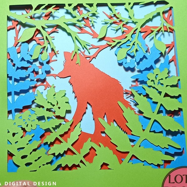 Fox Shadowbox SVG - Nature Light Box SVG - Wildlife Shadow Box SVG, Dxf, Png, Eps - for Papercutting or Cutting Machine Crafts