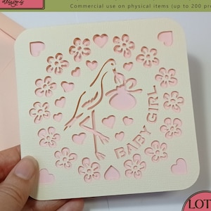Baby Girl Card SVG, New Baby Card SVG Template - Svg, Png, Dxf, Eps, for Cutting Machines.