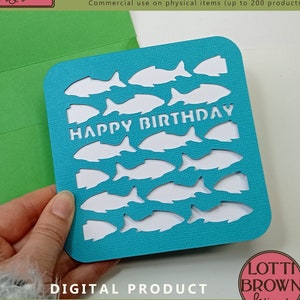Fish Card SVG, Fishing Card SVG, Fish Birthday Card SVG Template - Fishing Card Template Svg, Eps, Dxf, Png