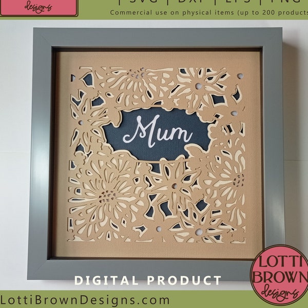 Layered Mum Shadow Box SVG for Mother's Day, 3D SVG File, Papercut Template - Mum Svg, Dxf, Png, Eps - Mother's Day Svg