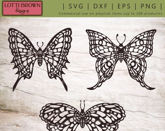 Butterflies SVG Cut File Bundle - Butterfly PNG, Dxf, Eps, Svg - Butterfly Sublimation - Paper Cut Butterfly Template