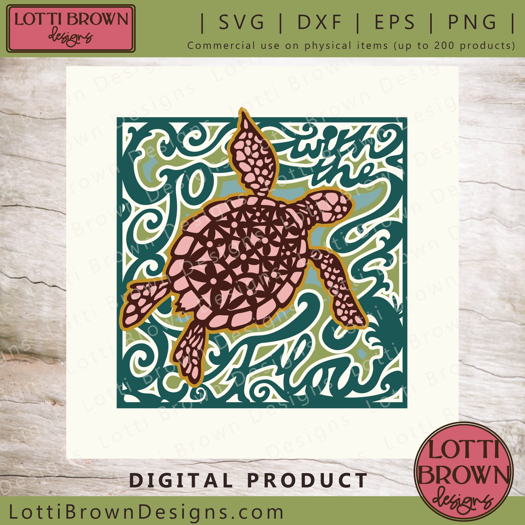 Sea Turtle Shadow Box SVG File Layered 'go With the - Etsy UK
