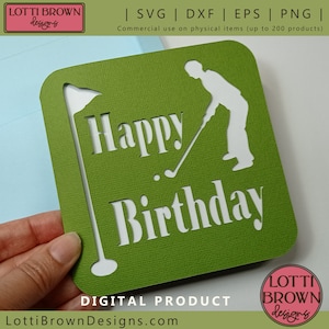 Golfing Birthday Card SVG - Golfing Birthday Card Template for Cutting Machines  - Golf Card Svg, Dxf, Png, Eps
