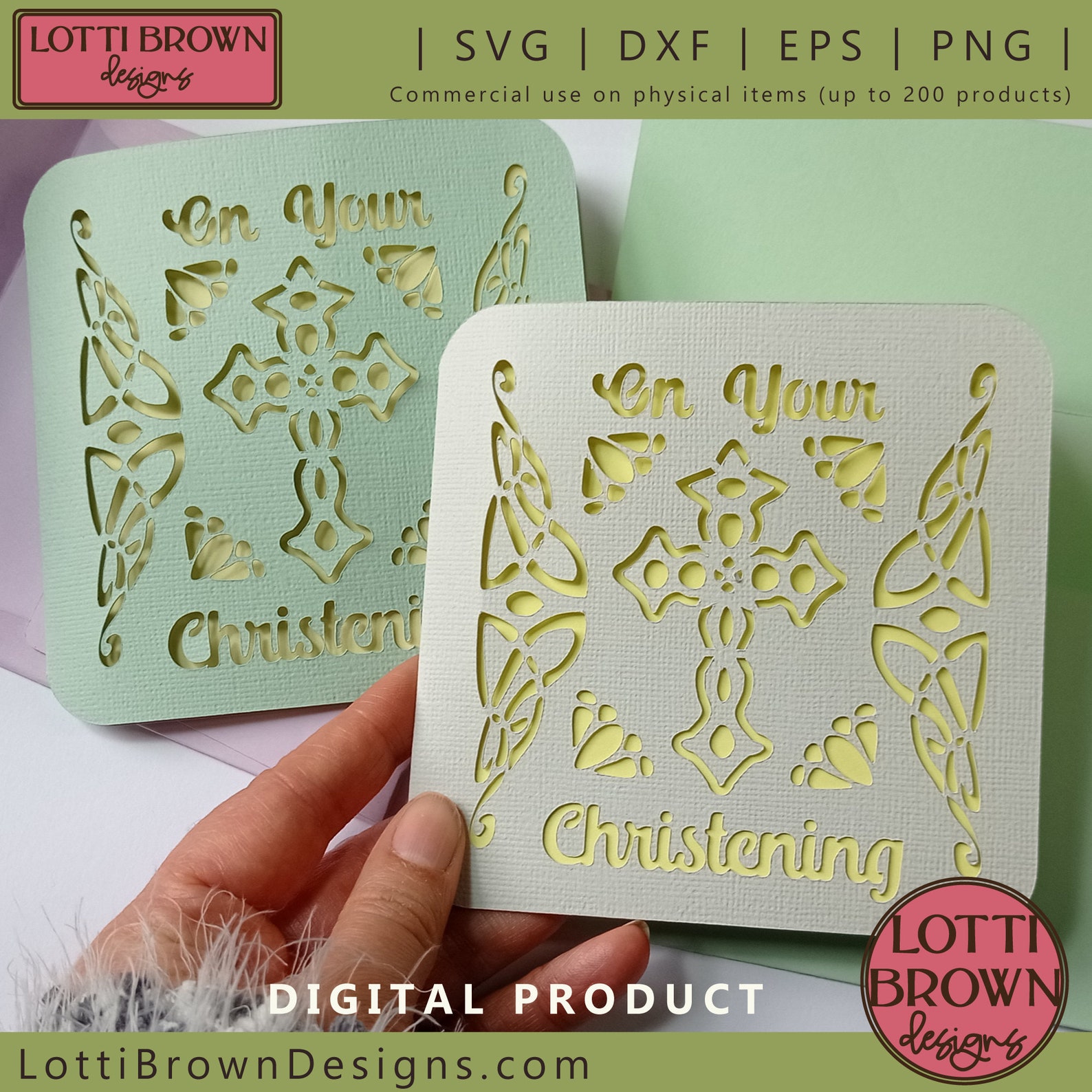 Christening Card SVG Christening Card Template Downloadable Etsy