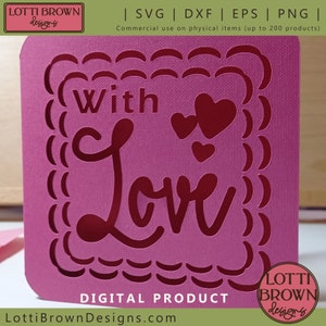 With Love card SVG for papercutting, Cricut