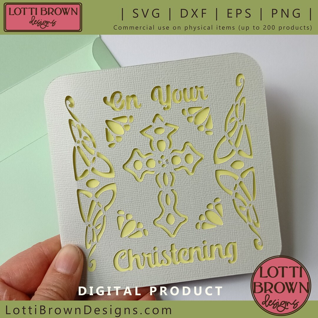 Christening Card SVG, Christening Card Template, Downloadable Papercut Card Template Svg, Eps