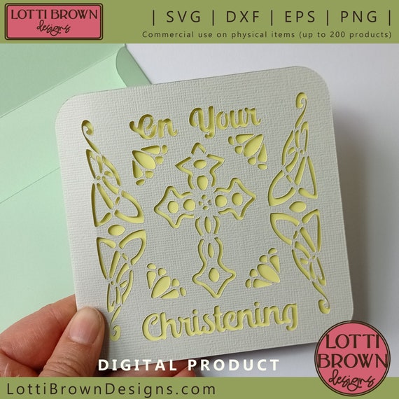 Christening Card SVG Christening Card Template Downloadable Etsy