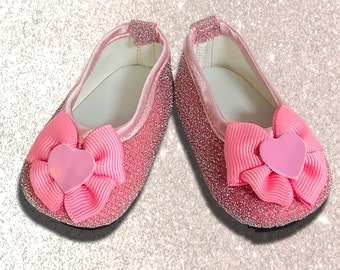 Pink Metallic Shoes  for 18" Dolls, Shoes for  Girl Dolls, Summer Shoes, Doll Accessories