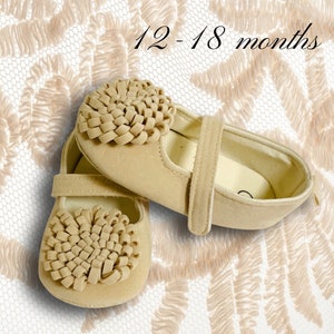 Beige Baby Girl Shoes, Faux Suede Shoes for Baby Girl, Baby Shower Gift, Birthday Shoes, Baby Walkers Shoes