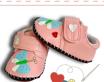 Genuine Leather Handmade Moccasins for Infant Butterfly Baby Girls Shoes Newborn Toddler Baby Girl Shoes Mary Janes
