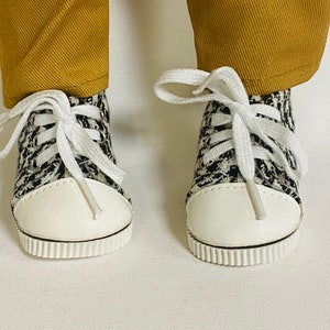 Black and White Fabric Sneakers, Sneakers for Dolls, 18 inch Doll Shoes