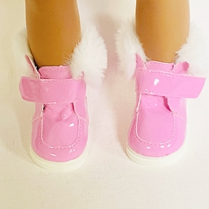 Pink Glossy Boots with Fur, Winer Boots, Boots for Dolls