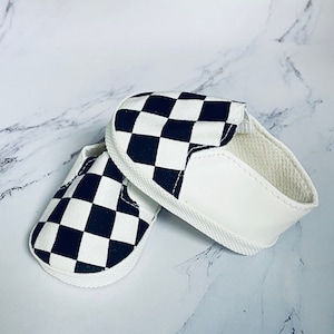 Checker Board Shoes for Dolls, Canvas Shoes for 18 inch Dolls, Black and White Shoes for  Girl Doll, Doll Accessories