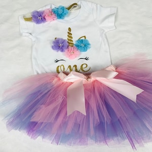 Unicorn Birthday Outfit, Unicorn Body suit, First Birthday Outfit, Baby Girl  Birthday Set, Unicorn Tutu set