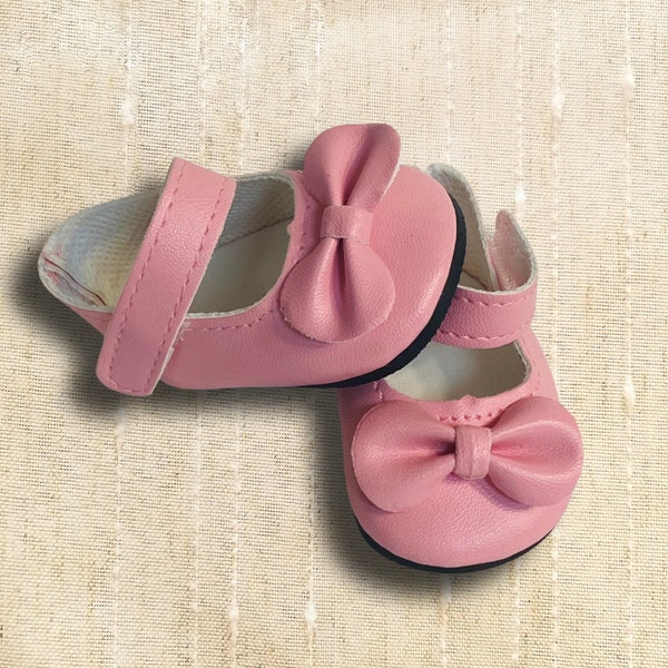 Pink Bow Shoes for Dolls, Shoes for  Girl Doll, Mary Jane Shoes, Doll Accessories