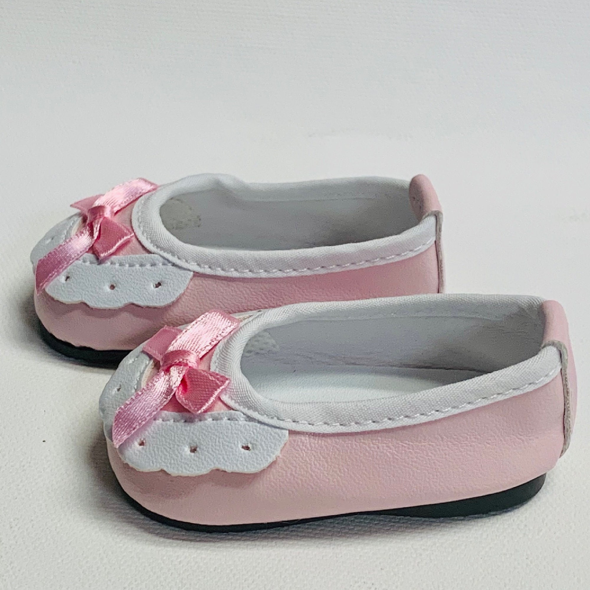 White and Pink Bow Shoes for 18 Inch Dolls Shoes for American | Etsy