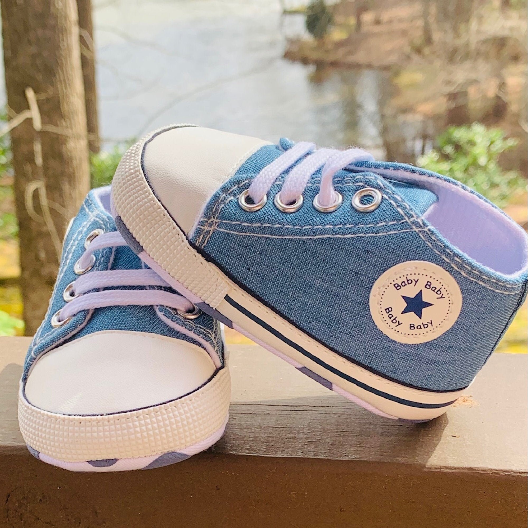 Denim Sneakers for Baby Boy Shoes for Baby Girl Soft Sole Shoes Casual Shoes for Boy Baby Shower Gift Crib Shoes