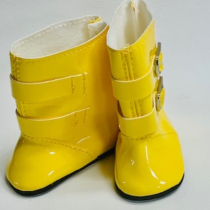 Yellow Glossy Rain Boots, Rain Boots for Dolls, Boots for 18 inch Dolls