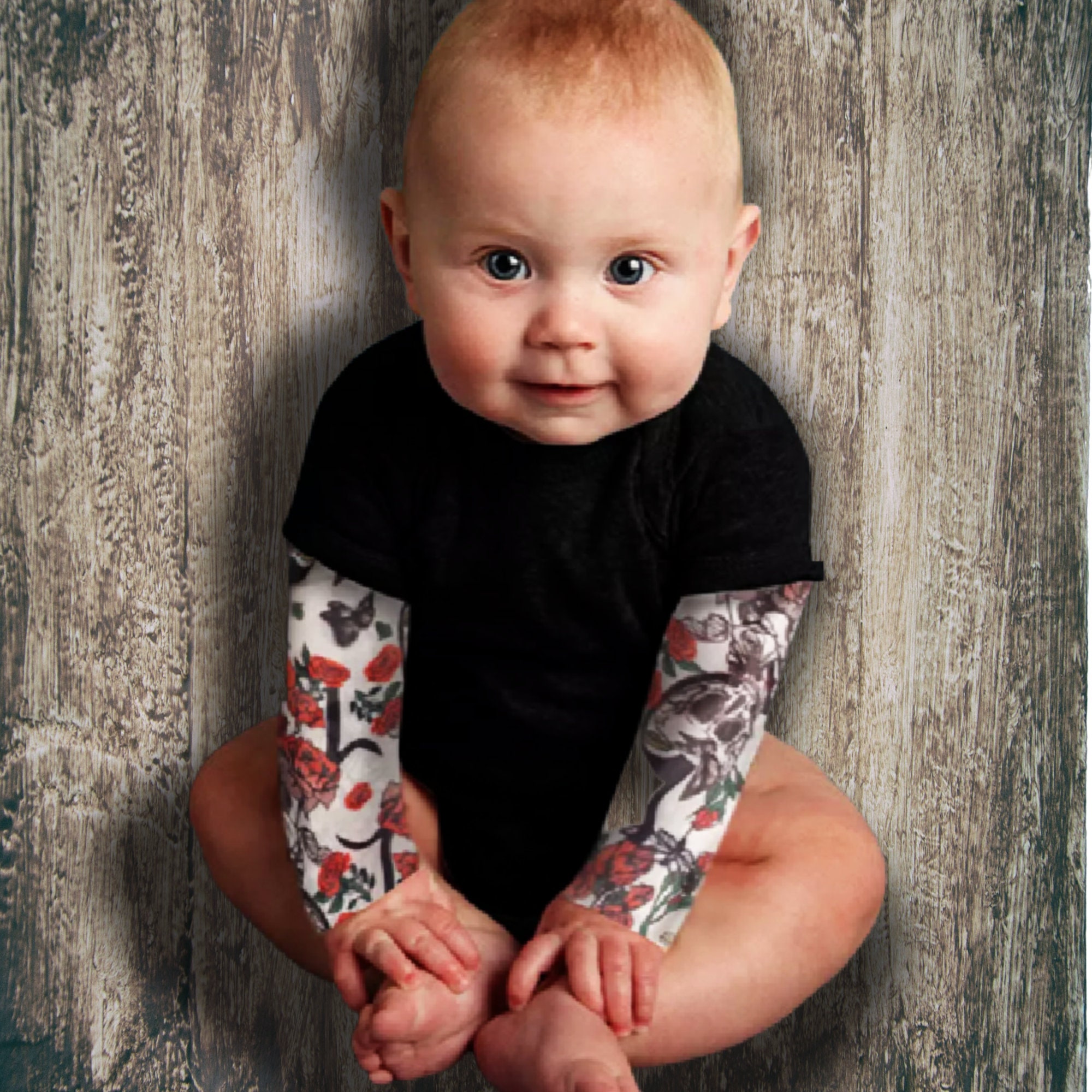 New Born Baby Tattoo Romper Long Sleeve Boys Spring Autumn Winter Cotton  Infant Robes Punk Rock Onesies Outfits Jumpsuit  Baby On The Way