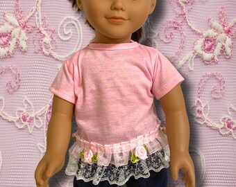 18 Inch Doll Clothes Hearts on Gray T-shirt Hot Pink Leggings handmade by Jane Ellen to fit 18 inch dolls