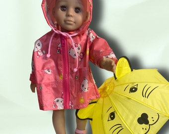 Yellow Umbrella for Dolls, Animal Pattern Umbrella, Girl Doll
