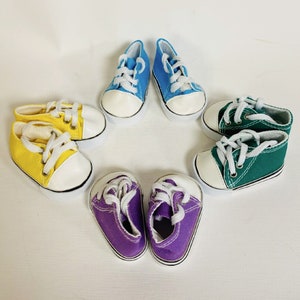 Sneakers for 18" Dolls, Doll accessories , yellow Sneakers, Purple Sneakers , Green Shoes