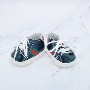 White Red and Green Sneakers for Dolls, Black Bee Sneakers, Bee Sneakers, Sports Shoes for 14 inch dolls