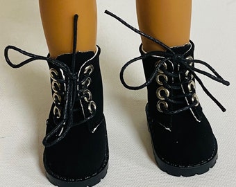 Black Suede High Top Shoes,  14" Doll Shoes, Wellie Wisher Shoes