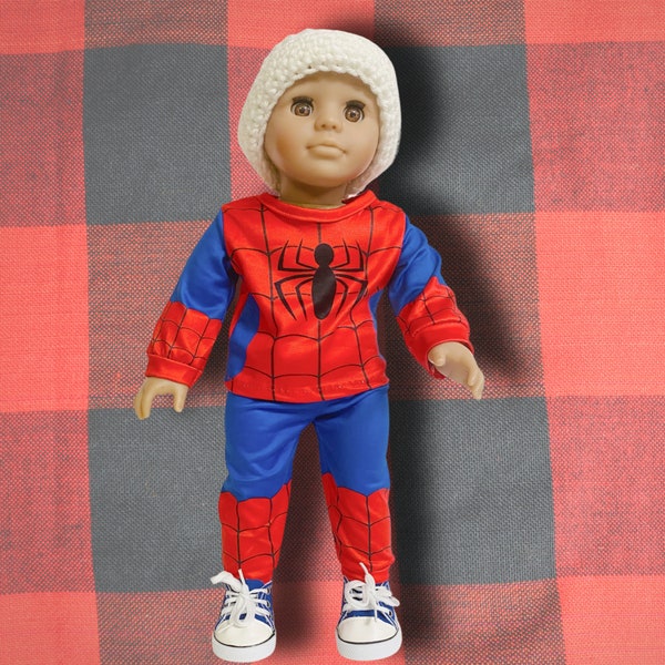 Spiderman 2 Piece Outfit for Dolls, Outfit for Boy Doll, Doll Accessories, AG Spiderman Outfit for Boy Doll