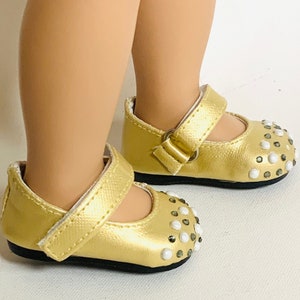 Golden shoes for doll, Shoes for 18 inch Doll, Doll Accessories