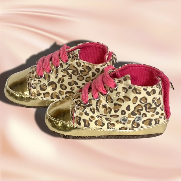 Leopard print Sneakers for Baby, baby Girl Sneakers, Baby Shower Gift, Crib Shoes