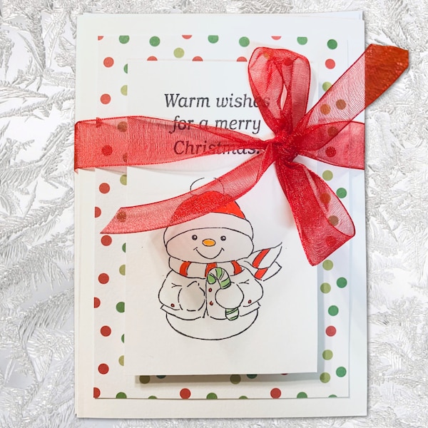 Snowman Greeting cards, Christmas cards, Holiday cards, Hand stamped cards, Set of 3 greeting cards